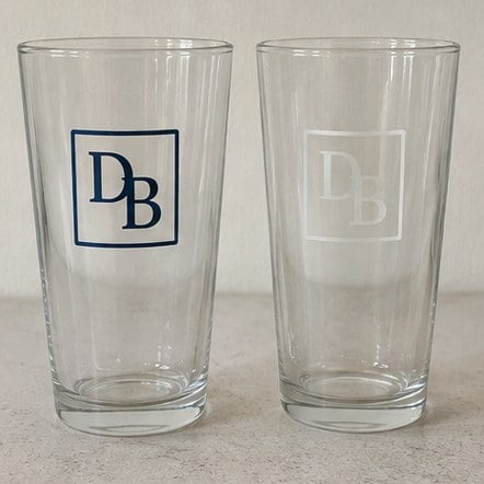 Branded glassware with logo