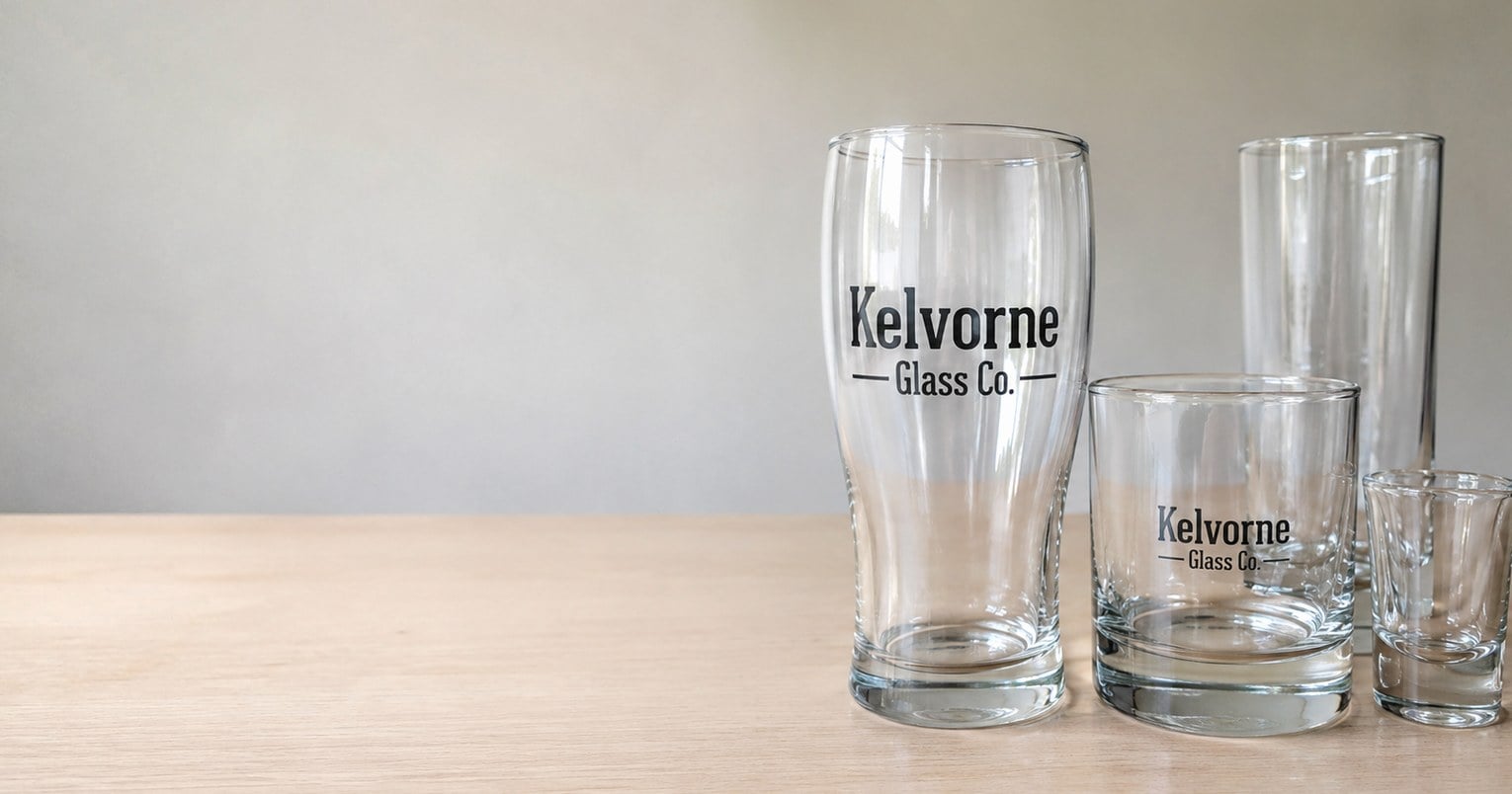 Custom printed glassware with logo